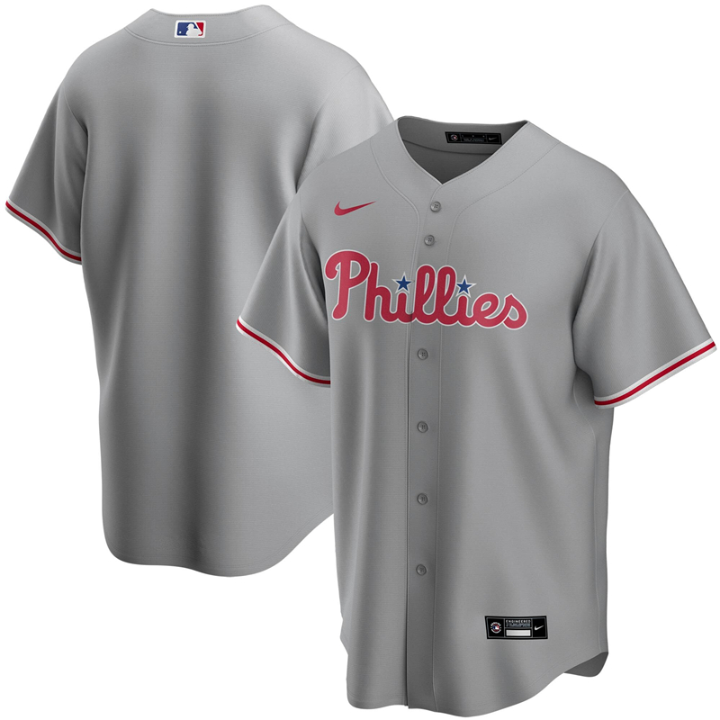 2020 MLB Men Philadelphia Phillies Nike Gray Road 2020 Replica Team Jersey 1->philadelphia phillies->MLB Jersey